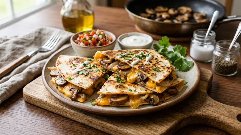 Quesadillas with Mushrooms and Cheese