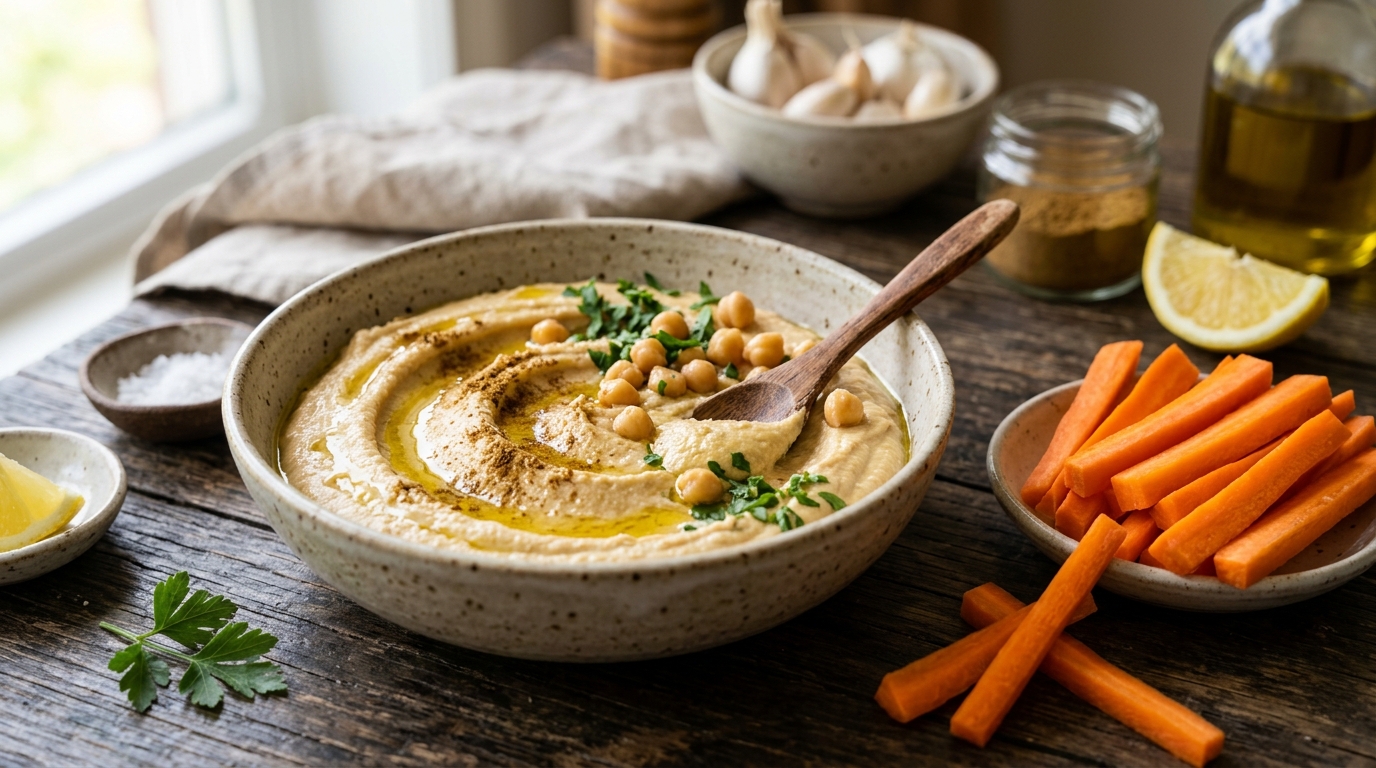 Hummus with carrot sticks